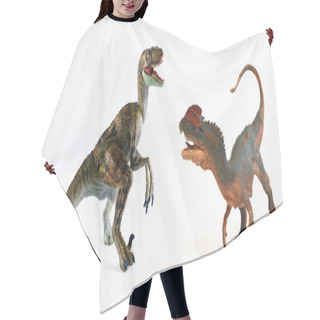 Personality  A Dilophosaurus And A Velociraptor Face Off Hair Cutting Cape
