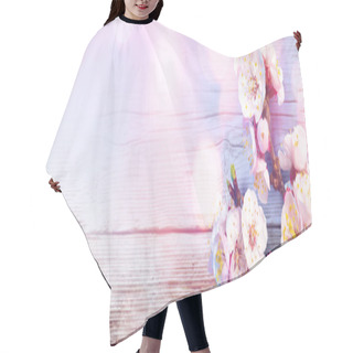 Personality  Pink Blossoms On Wooden With Bokeh Lights Hair Cutting Cape