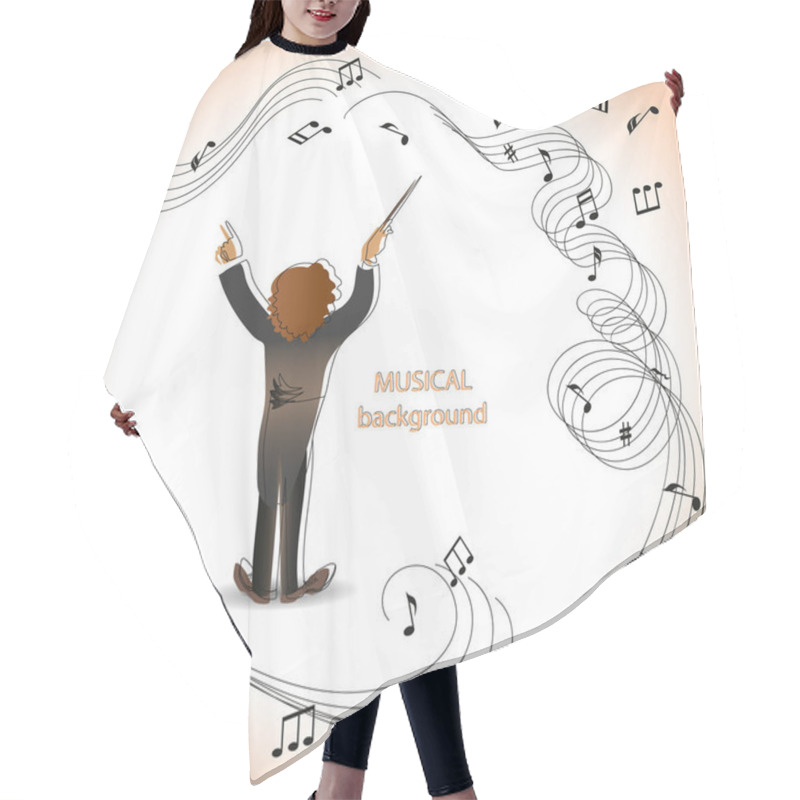 Personality  Conductor Of Orchestra. Magic Of Music. Composition For The Design Of Advertising Booklets, Illustrations, Concert Programs, Announcements Of Speeches In Magazines, Newspapers, Websites. Hair Cutting Cape