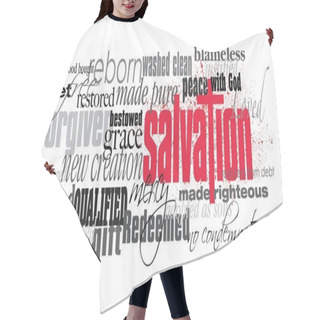 Personality  Christian Salvation Word Montage With Red Cross Hair Cutting Cape