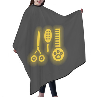Personality  Beauty Saloon Yellow Glowing Neon Icon Hair Cutting Cape