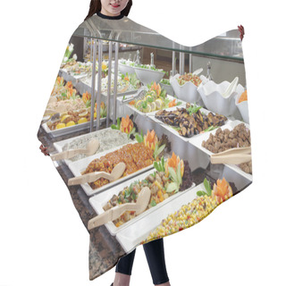 Personality  Food Buffet In Restaurant Hair Cutting Cape