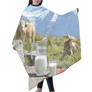 Personality  Swiss Chocolate And Jug Of Milk On The Alpine Meadow. Switzerland Hair Cutting Cape