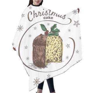 Personality  Vector Colorful Illustration Of Christmas Cake With Raisins Hair Cutting Cape