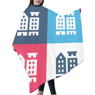 Personality  Amsterdam Blue And Red Four Color Minimal Icon Set Hair Cutting Cape