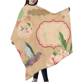 Personality  Label With A Bird And Flowers Hair Cutting Cape