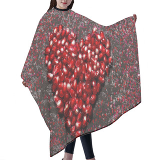Personality  Composition For Valentine's Day With Pomegranate Seeds And Paint  Hair Cutting Cape