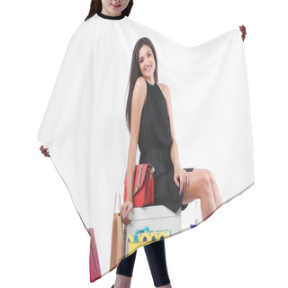 Personality  Young Woman With Shopping Begs Hair Cutting Cape