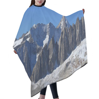 Personality  Rugged Mountains And Glacier In Valais Canton, Swiss Alps. Mount Hair Cutting Cape
