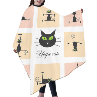 Personality  Black Cats Doing Yoga Hair Cutting Cape
