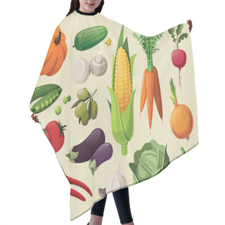 Personality  A Set Of Delicious Vegetables. Hair Cutting Cape