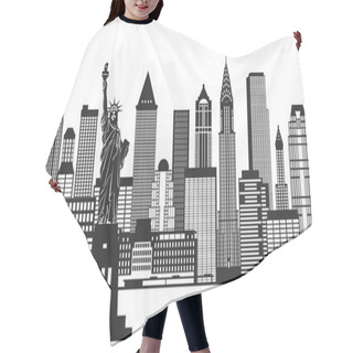 Personality  New York City Skyline Black And White Illustration Hair Cutting Cape