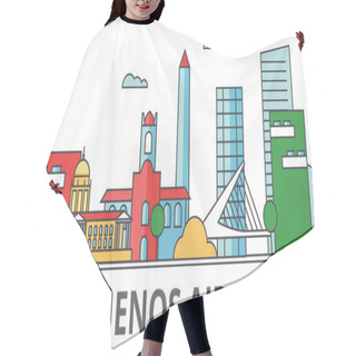 Personality  Buenos Aeros City Skyline: Buildings, Streets, Silhouette, Architecture, Landscape, Panorama, Landmarks. Editable Strokes. Flat Design Line Vector Illustration Concept. Isolated Icons On Background Hair Cutting Cape