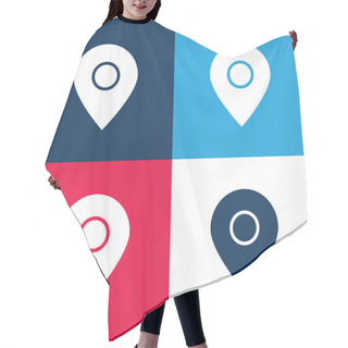 Personality  Big Map Locator Blue And Red Four Color Minimal Icon Set Hair Cutting Cape