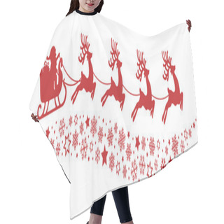Personality  Santa Sleigh Reindeer Flying Snowflakes Red Silhouette Hair Cutting Cape