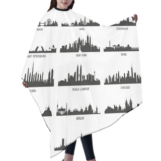 Personality  Vector Silhouettes Of The City Skylines Hair Cutting Cape