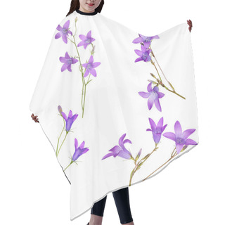 Personality  Set Of Spreading Bellflowers On White Hair Cutting Cape