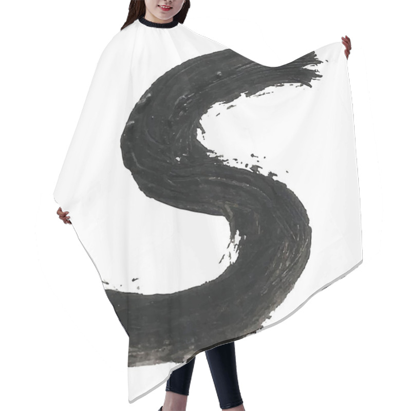 Personality  S - Black handwritten letters on white background hair cutting cape