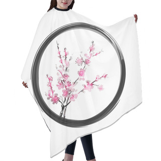 Personality  Oriental Cherry Branch Hair Cutting Cape