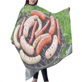Personality  Grilled Sausages On Barbecue Grill Outdoor Hair Cutting Cape