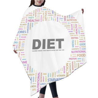 Personality  DIET. Word Collage On White Background Hair Cutting Cape