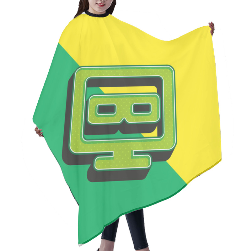 Personality  3D Television Green And Yellow Modern 3d Vector Icon Logo Hair Cutting Cape