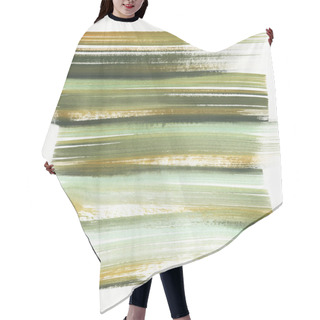 Personality  Watercolor Background With Green Stripes.  Hand-drawn Illustration. Hair Cutting Cape