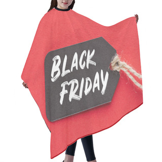 Personality  Shopping Sale Tag With Black Friday Sign On Red Hair Cutting Cape