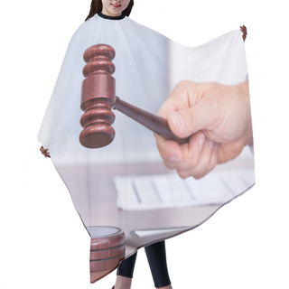 Personality  Male Judge In A Courtroom Hair Cutting Cape