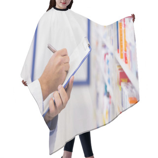 Personality  Pharmacist Writing On Clipboard Hair Cutting Cape