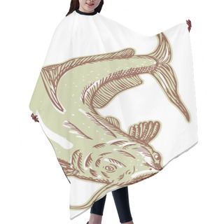 Personality  Catfish Mud Cat Diving Etching Hair Cutting Cape