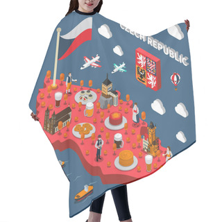 Personality  Chech Republic Touristic Attractions Isometric Map Hair Cutting Cape