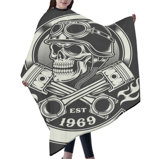 Personality  Vintage Biker Skull With Crossed Piston Emblem Hair Cutting Cape