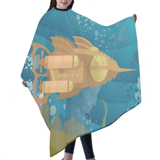 Personality  Underwater Vintage Submarine Ship Hair Cutting Cape