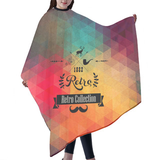 Personality  Vector Retro Supply On Hipster Background Made Of Triangles. Ret Hair Cutting Cape