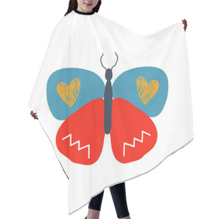 Personality  Butterfly Or Insect Character Design. Cute Cartoon Animal Vector Illustration. Abstract Icon For Baby Posters, Art Prints, Fashion Apparel Or Stickers. Hair Cutting Cape
