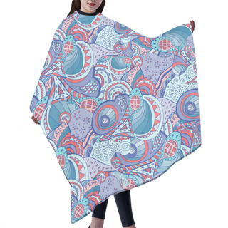 Personality  Vector Abstract Doodle & Paisleys Pattern Hair Cutting Cape