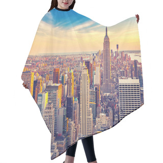 Personality  Aerial View Of Manhattan At Sunset Hair Cutting Cape