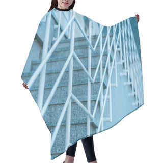 Personality  Low Angle View Of Grey Stairs With White Railings Hair Cutting Cape