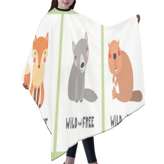 Personality  Cute Funny Woodland Animals Posters, Cards Set Hair Cutting Cape