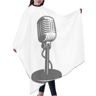 Personality  Vector Illustration Of Isolated Retro, Vintage Microphone. Hair Cutting Cape