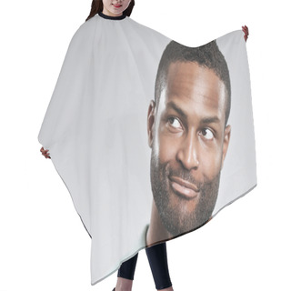 Personality  African American Man Thinking Of A Good Idea Hair Cutting Cape