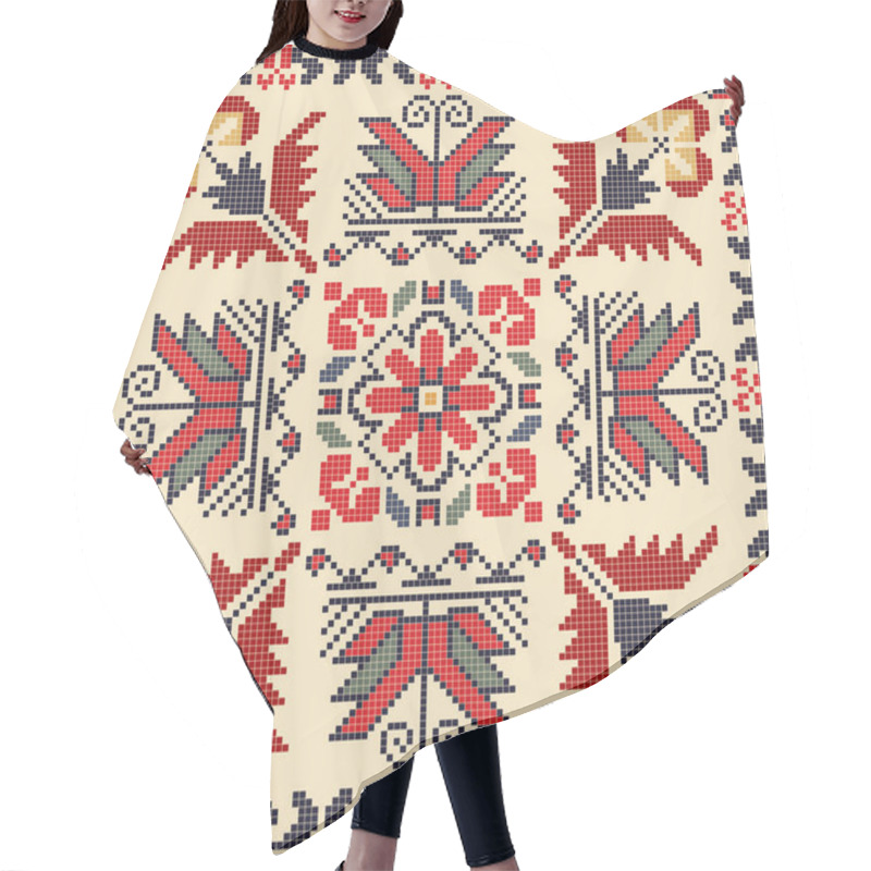 Personality  Traditional Bulgarian embroidery vector pattern hair cutting cape