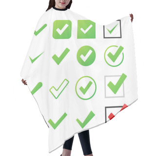 Personality  Set Check Marks Or Ticks. Tick Symbol, Grunge Check Mark. Vector Illustration. Hair Cutting Cape