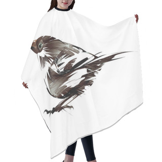 Personality  Drawn Colored Stylized Bird Sparrow On White Background Hair Cutting Cape