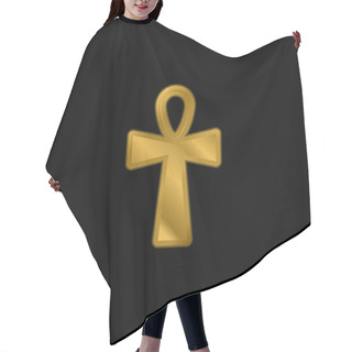 Personality  Ankh Cross Gold Plated Metalic Icon Or Logo Vector Hair Cutting Cape