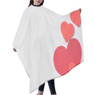 Personality  Top View Of Red Hearts On White Background Hair Cutting Cape