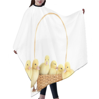 Personality  Little Yellow Ducklings In Basket On White Background Hair Cutting Cape