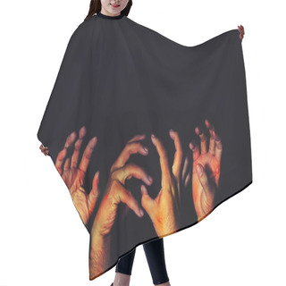 Personality  Scary Horror Hand With Bruise On The Darkness. Hair Cutting Cape