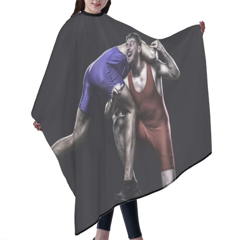 Personality  Two Freestyle Wrestlers In Action Hair Cutting Cape